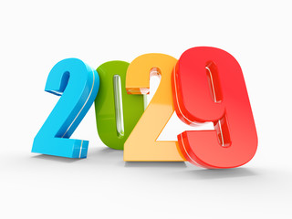Happy New Year 2029 colorful calendar background series 3D render - 342312000