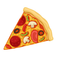 Street takeaway junk food Slice of pizza. Vector