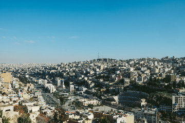 Fototapeta na wymiar Top view of Amman city on Citadel hill, Jordan
