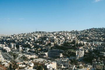 Naklejka premium Top view of buildings in Amman city , capital of Jordan