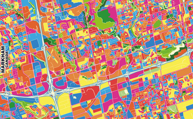 Markham, Ontario, Canada, colorful vector map