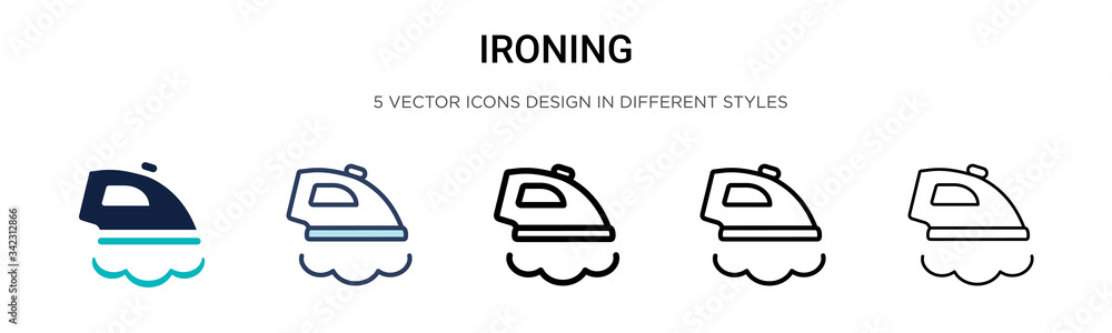 Poster ironing icon in filled, thin line, outline and stroke style. vector illustration of two colored and 