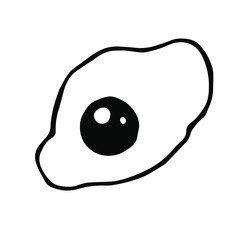 Fried eggs vector illustration in black and white. Isolated on a white background, drawn in Doodle style. Packaging, menu, print on fabric.