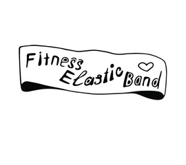 Fitness elastic band, drawn in Doodle style. Vector illustration isolated on a white background. Black outline on white. For a fitness blog.