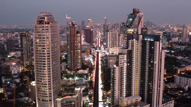 Aerial view of Thonglor, Phrom Phong and Ekkamai District, Sukhumvit street in Bangkok, Thailand