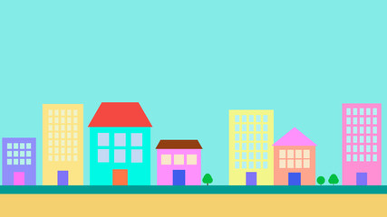 Beautiful 2d cartoon city wallpaper