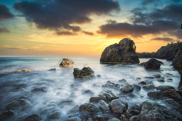 Fototapeta na wymiar long exposure sea mallorca sunset 