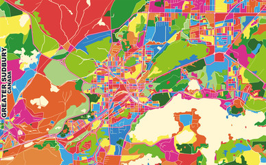 Greater Sudbury, Ontario, Canada, colorful vector map
