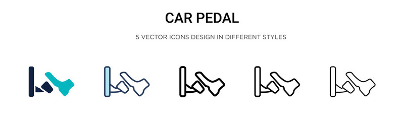 Car pedal icon in filled, thin line, outline and stroke style. Vector illustration of two colored and black car pedal vector icons designs can be used for mobile, ui, web