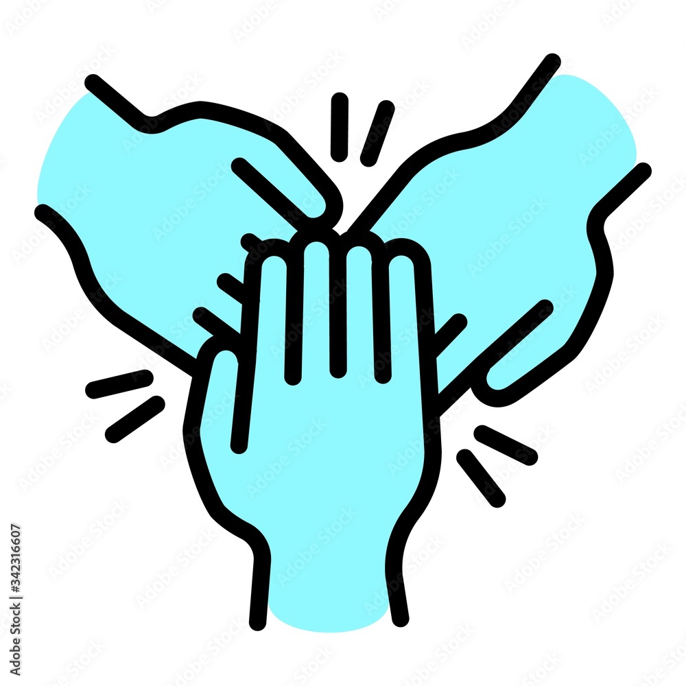 Poster cohesion teamwork hands icon. outline cohesion teamwork hands vector icon for web design isolated on