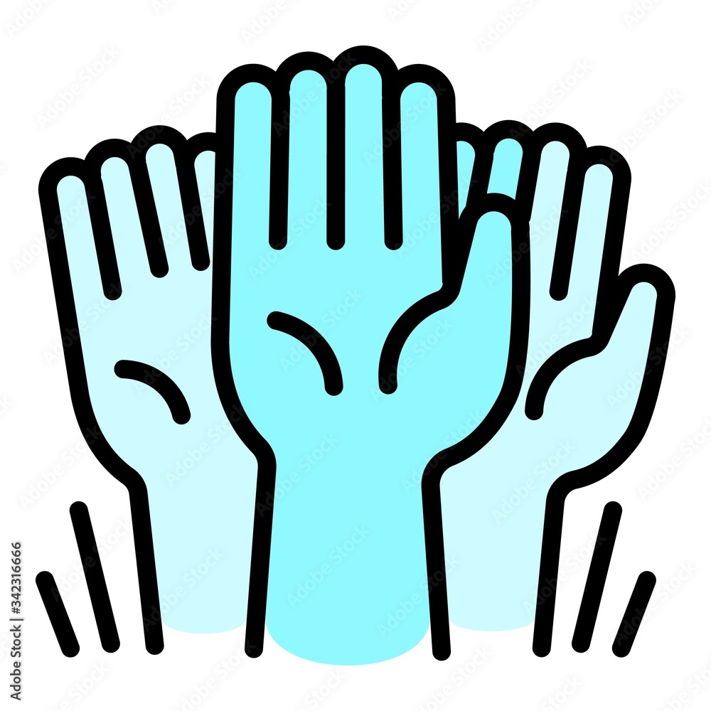 Poster cohesion hands up icon. outline cohesion hands up vector icon for web design isolated on white backg
