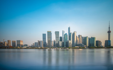 Fototapeta na wymiar Panorama view of Lujiazui, the financial district in Pudong, Shanghai, China.