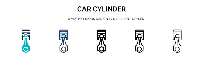 Car cylinder icon in filled, thin line, outline and stroke style. Vector illustration of two colored and black car cylinder vector icons designs can be used for mobile, ui, web