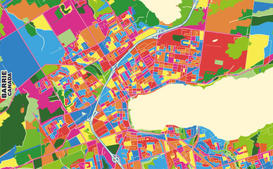 Barrie, Ontario, Canada, colorful vector map