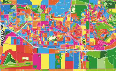 Abbotsford, British Columbia, Canada, colorful vector map