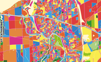 Fototapeta na wymiar St. Catharines, Ontario, Canada, colorful vector map