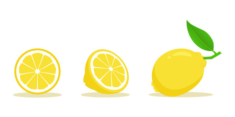 Lemon full and halfcut colorful vector design