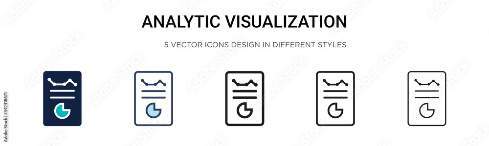 Poster analytic visualization icon in filled, thin line, outline and stroke style. vector illustration of t