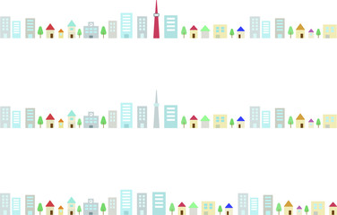 街並みの背景イラスト／町／シンプル