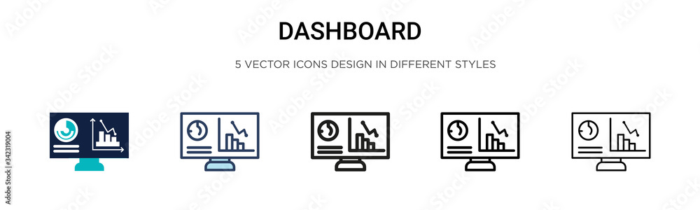 Poster dashboard icon in filled, thin line, outline and stroke style. vector illustration of two colored an