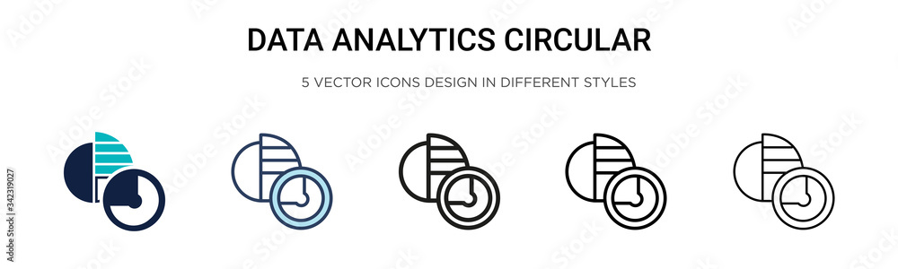 Poster data analytics circular icon in filled, thin line, outline and stroke style. vector illustration of 