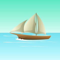 Illustration of Sailboat in the Sea