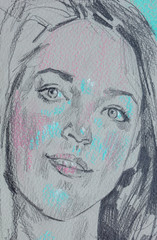 pencil drawing illustration, portrait, sketch