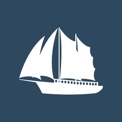 Illustration of Sailboat in the Sea