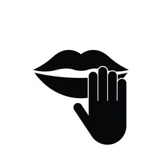 hand touch lips vector icon