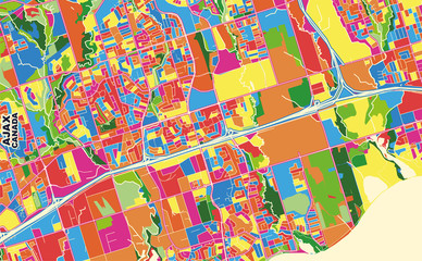 Ajax, Ontario, Canada, colorful vector map