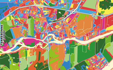 Terrebonne, Quebec, Canada, colorful vector map