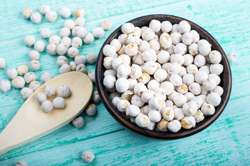dry chickpeas in a plate