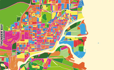 Fototapeta na wymiar Thunder Bay, Ontario, Canada, colorful vector map
