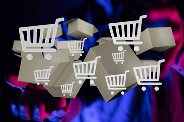Transport Cardboard boxes, logistics and delivery concept digital  3d.