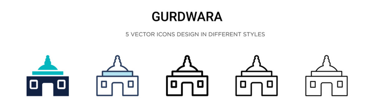 Gurdwara icon in filled, thin line, outline and stroke style. Vector illustration of two colored and black gurdwara vector icons designs can be used for mobile, ui, web