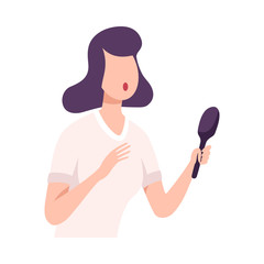 Female Journalist Making Interview, Professional Reporter Character with Microphone Interviewing, Presenting News Flat Vector Illustration