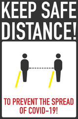 during the coronavirus epidemic keep their distance in yellow line to stay safe. vector illustration eps 10