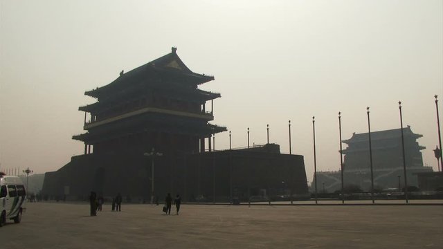 Tiananmen Square Very Smoggy Day In Beijing China