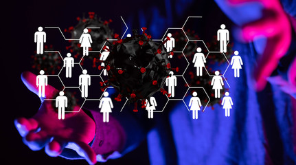 epidemic digital virus   -  illustration protection.
