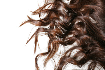 Beautiful curly hair on white background