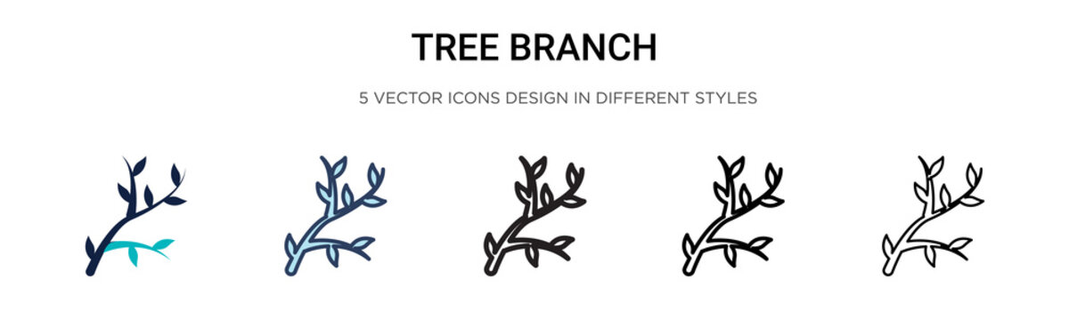 Tree Branch Icon In Filled, Thin Line, Outline And Stroke Style. Vector Illustration Of Two Colored And Black Tree Branch Vector Icons Designs Can Be Used For Mobile, Ui, Web