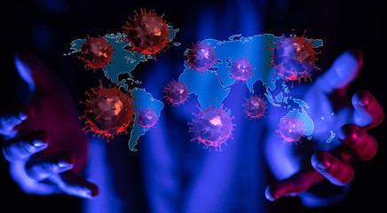 contagious coronavirus pandemic, dangerous virus outbreak 3d.