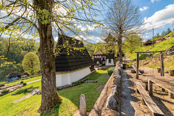 Krupanj, Serbia - April 19, 2019: Dobri Potok is a church park, formed as a unique spiritual and cultural center, around a church dedicated to the Assumption of the Blessed Virgin Mary in Krupanj.