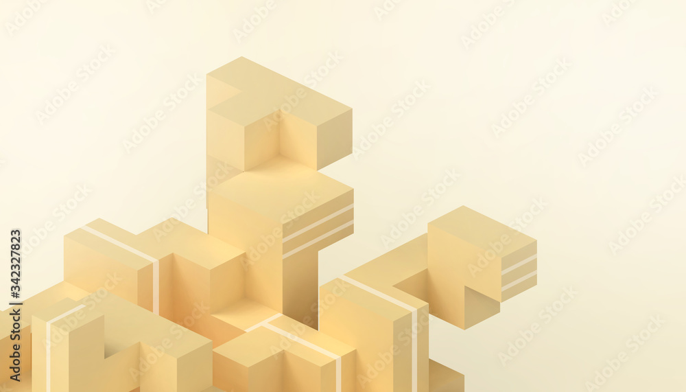 Poster creative idea geometric orange square boxes in random form in the concept of a ladder of success for