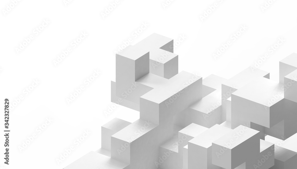 Aufkleber creative idea rectangular white boxes, geometry in random form in modern form grame technology conce