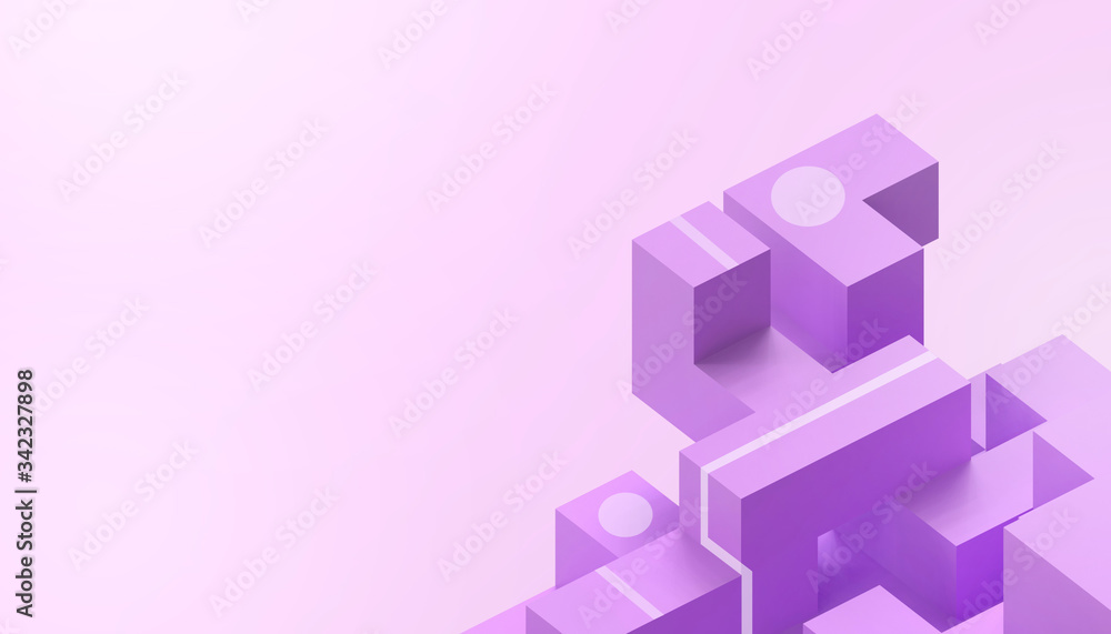 Poster creative idea geometric square purple boxes in random form in the concept of a ladder of success con