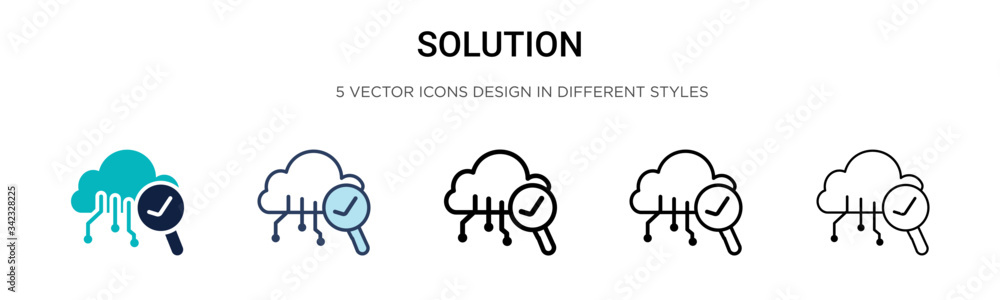 Poster solution icon in filled, thin line, outline and stroke style. vector illustration of two colored and