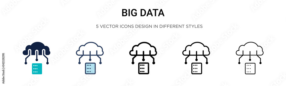 Poster big data icon in filled, thin line, outline and stroke style. vector illustration of two colored and