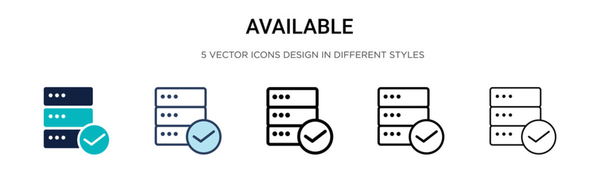 Available icon in filled, thin line, outline and stroke style. Vector illustration of two colored and black available vector icons designs can be used for mobile, ui, web