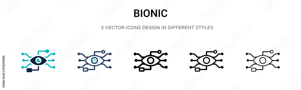 Poster bionic icon in filled, thin line, outline and stroke style. vector illustration of two colored and b